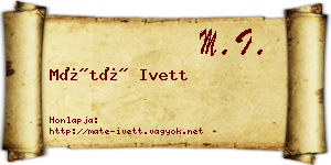 Máté Ivett névjegykártya
